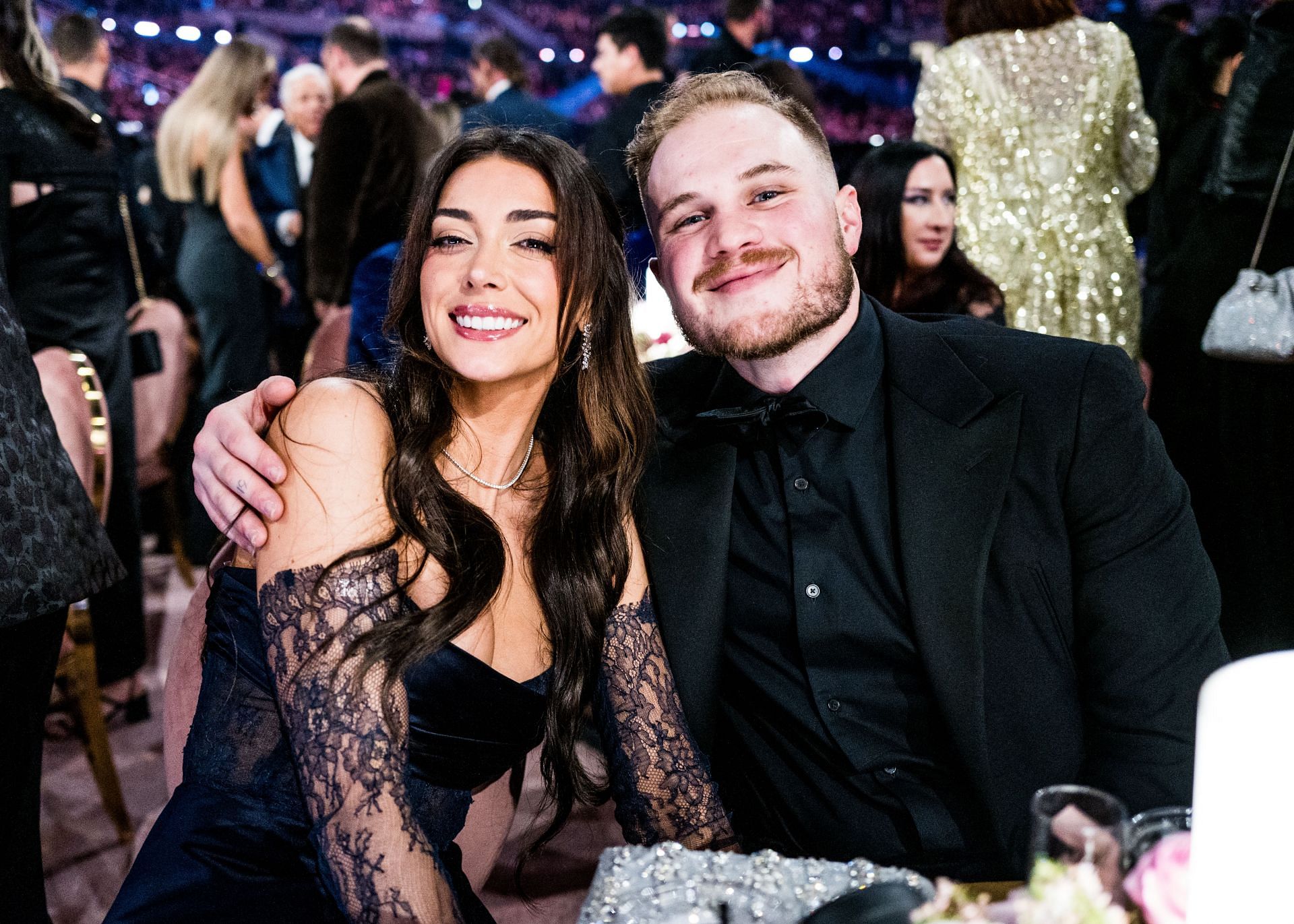 Brianna "Chickenfry" LaPaglia and Zach Bryan at the 66th GRAMMY Awards (Image via Getty)